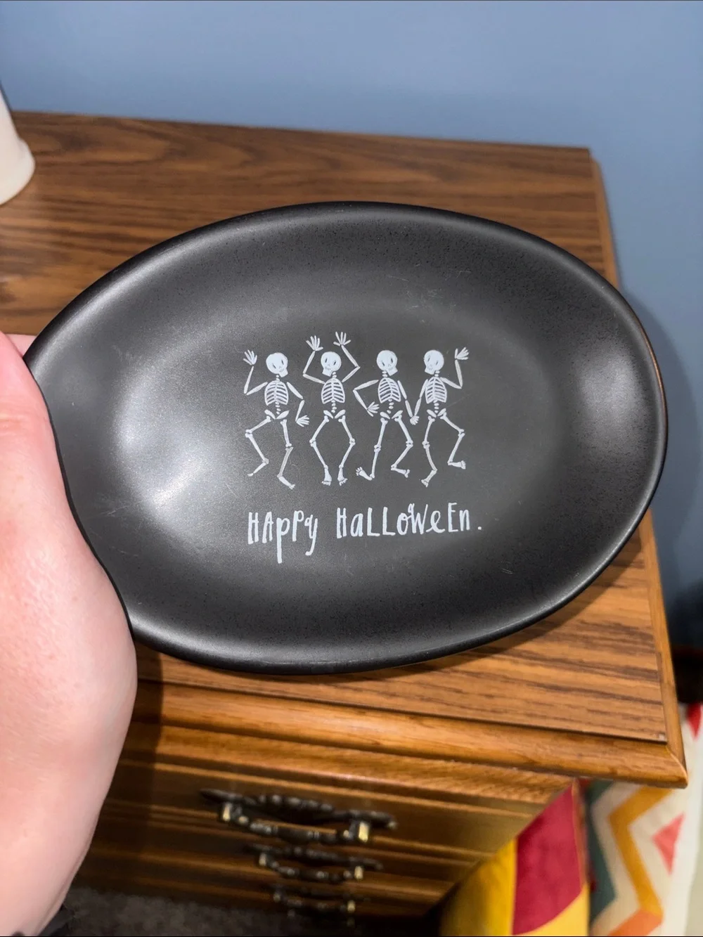 Black Halloween Skeleton Serving Tray Rae Dunn